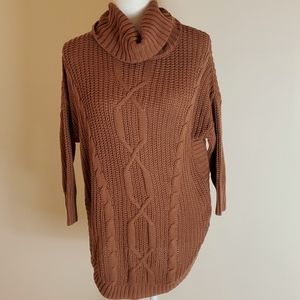 Express Brown cableneck turtleneck sweater size small